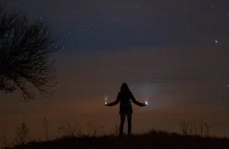 Júpiter y Venus vistos desde la Tierra