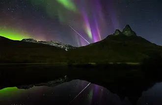 Aurora y Bólido sobre Noruega